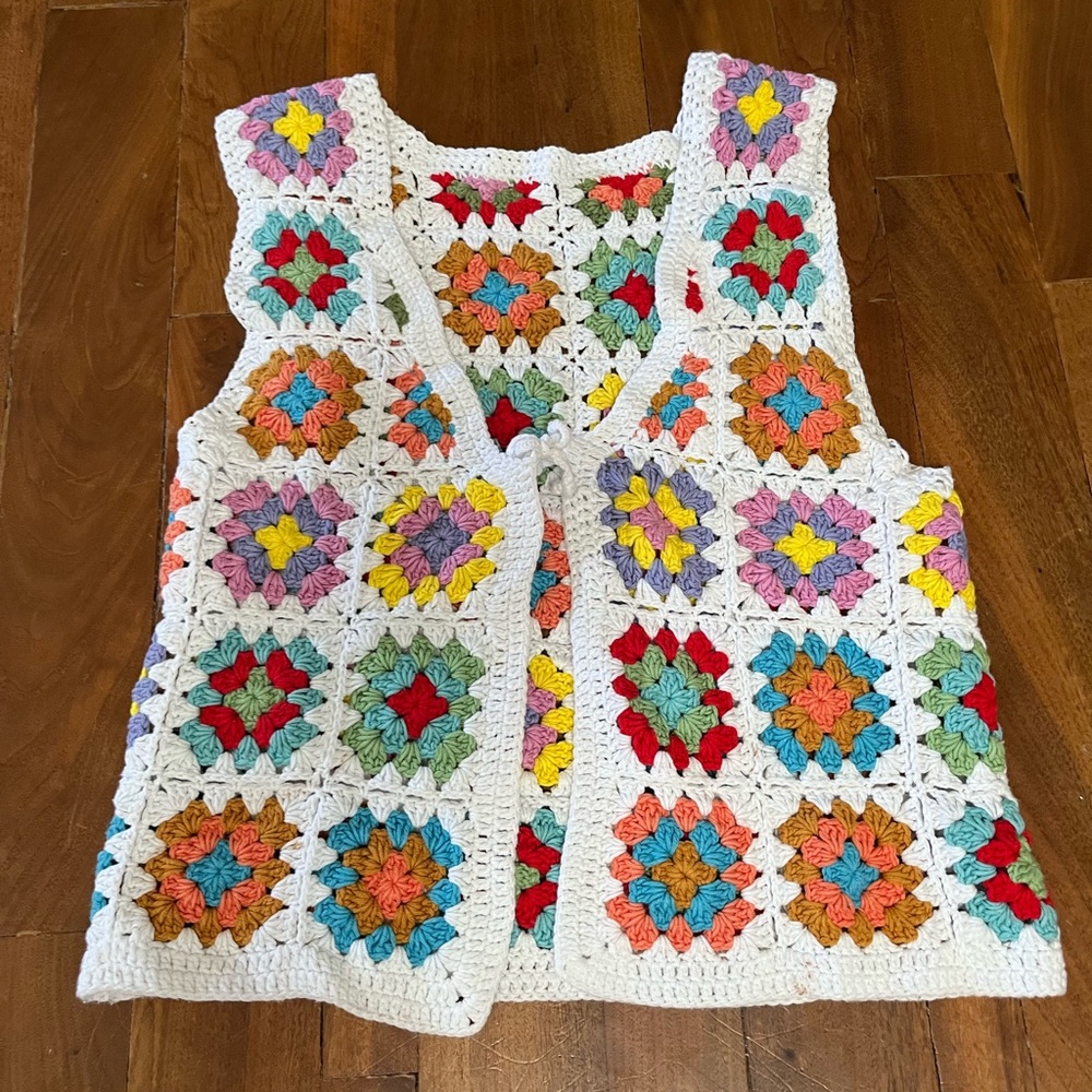 Colorful Crochet Granny Square Vest